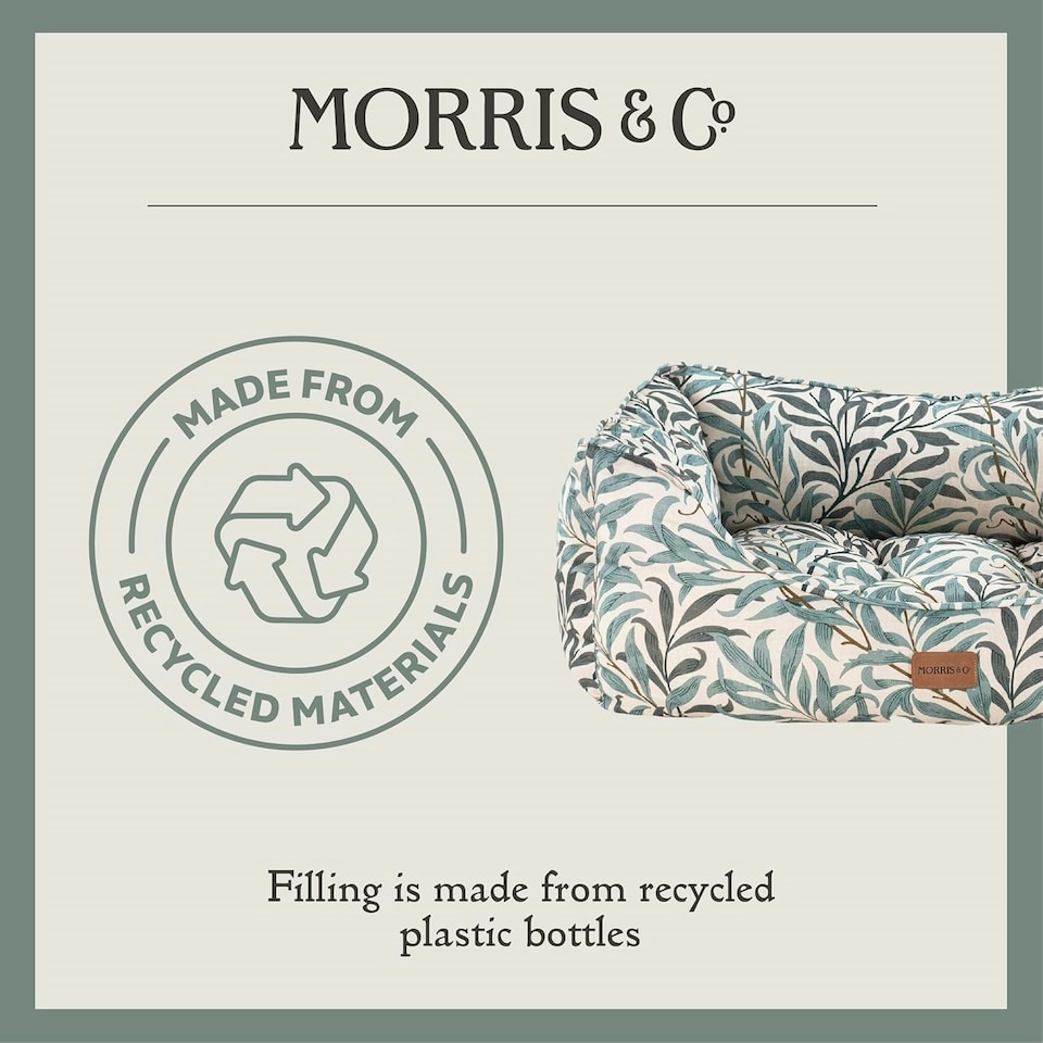 image 1 of Morris & Co Willow Boughs Print Square Box Dog Bed - Large | Green | L | 1