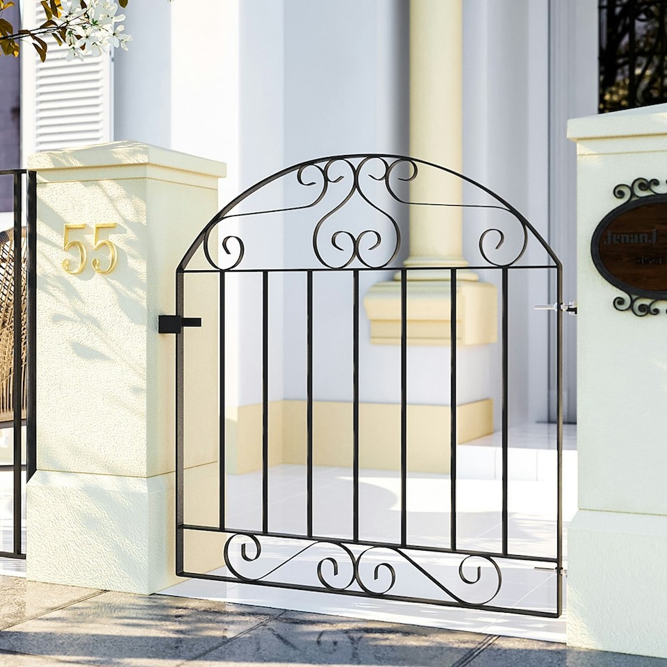image 1 of Living and Home Modern Metal Garden Gate, Black