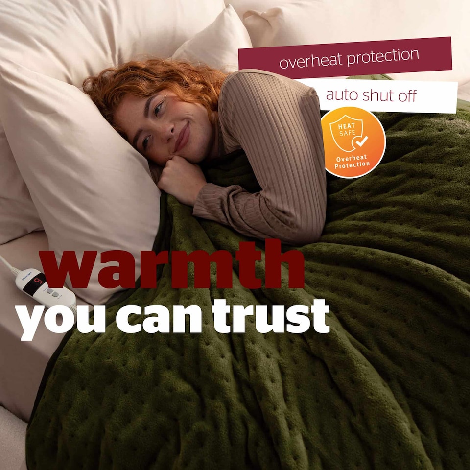 image 1 of Silentnight Luxury Heated Throw, Olive | Green | Olive | One Size | 1