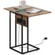 image 1 of HOMCOM C Shaped Side Table, Industrial Bedside Table with Charging Station, Foldable Top and Metal Frame for Living Room, Bedroom, Rustic Brown