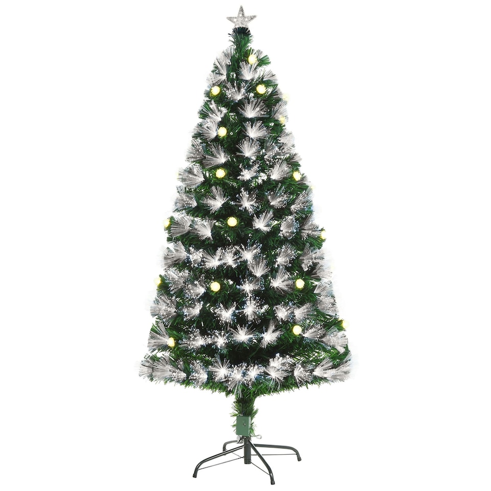 image 1 of HOMCOM 5ft White Light Artificial Christmas Tree w/ 180 LED Star Topper Tri-Base