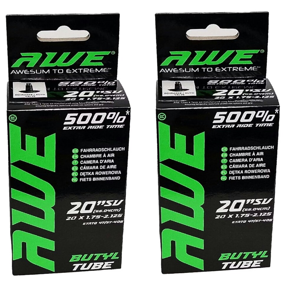 image 1 of 2 x AWEShield Folding Tyres 20" x 1.95 + 2 x AWE Inner Tubes 20" x 1.75-2.125 SV