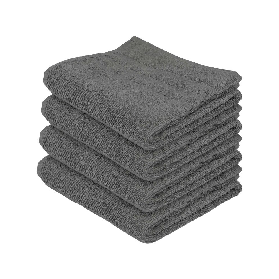 image 1 of Nicola Spring Cotton Hand Towels - 90cm x 50cm - Charcoal - Pack of 4