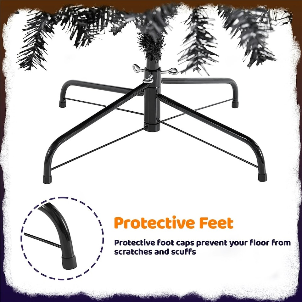 image 1 of Yaheetech 219 cm Tall Hinged Fir Holiday Decoration Artificial Christmas Tree Black