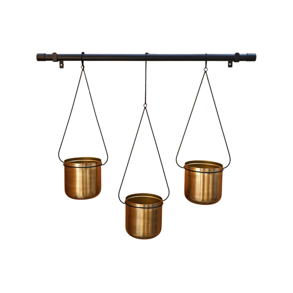 image 1 of Linear Hanging Planters - Metal - L20 x W81 x H90 cm - Black/Gold | Black