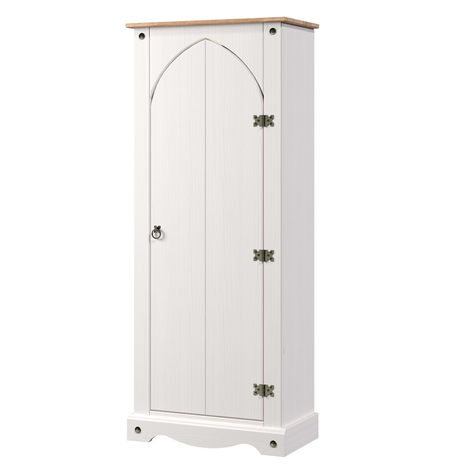 image 1 of Corona Vestry Cupboard in Antique Waxed Pine - Adjustable Shelves for Kitchen, Hallway or Living Room | White | White | One Size | 1