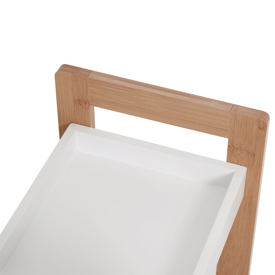 image 1 of HOMCOM 3-Tier Bathroom Rack Storage Shelf Bamboo Organiser Shower Tower for Narrow Place