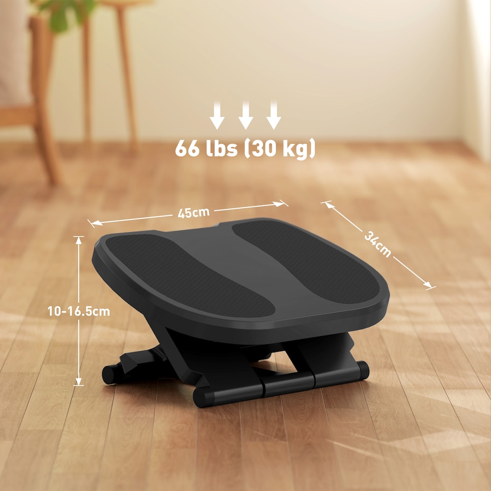 image 1 of HOMCOM Footrest Adjustable Height & Angle 0-30 Degree for Better Posture at Office Grey | Grey | 1