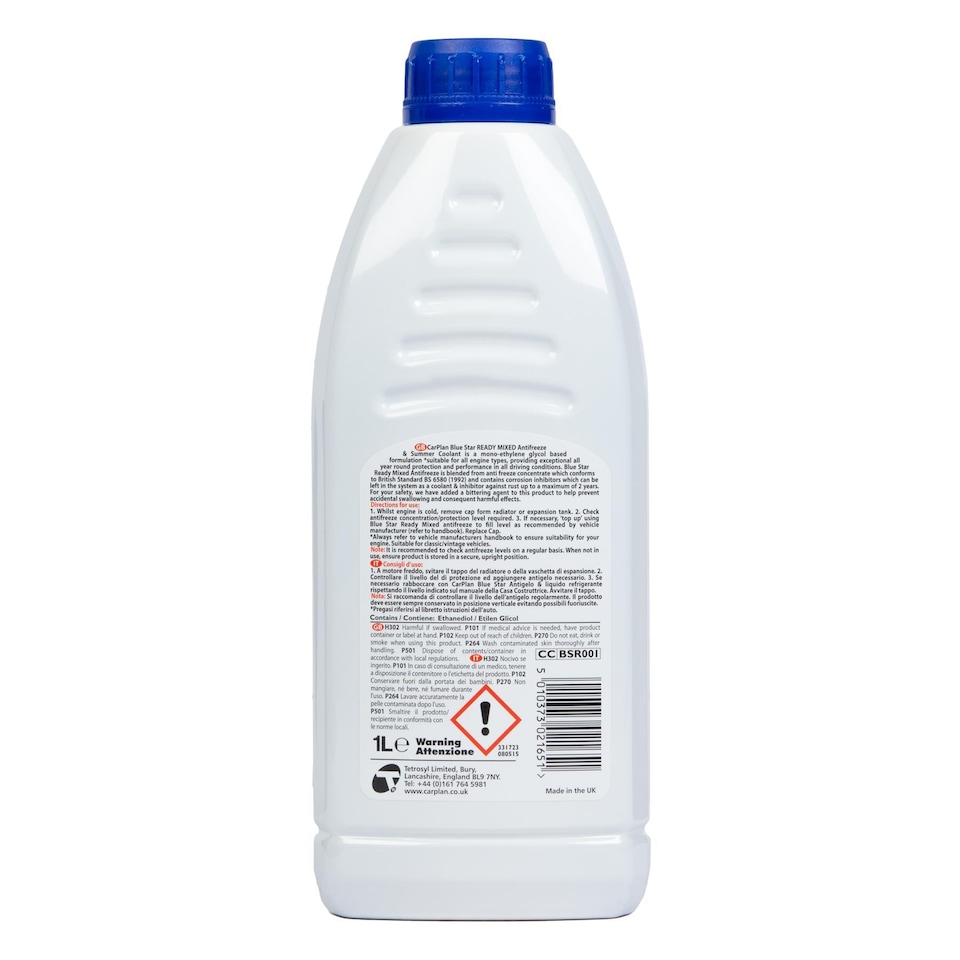 image 1 of CarPlan Blue Star Ready Mixed Antifreeze & Coolant - 1L x2