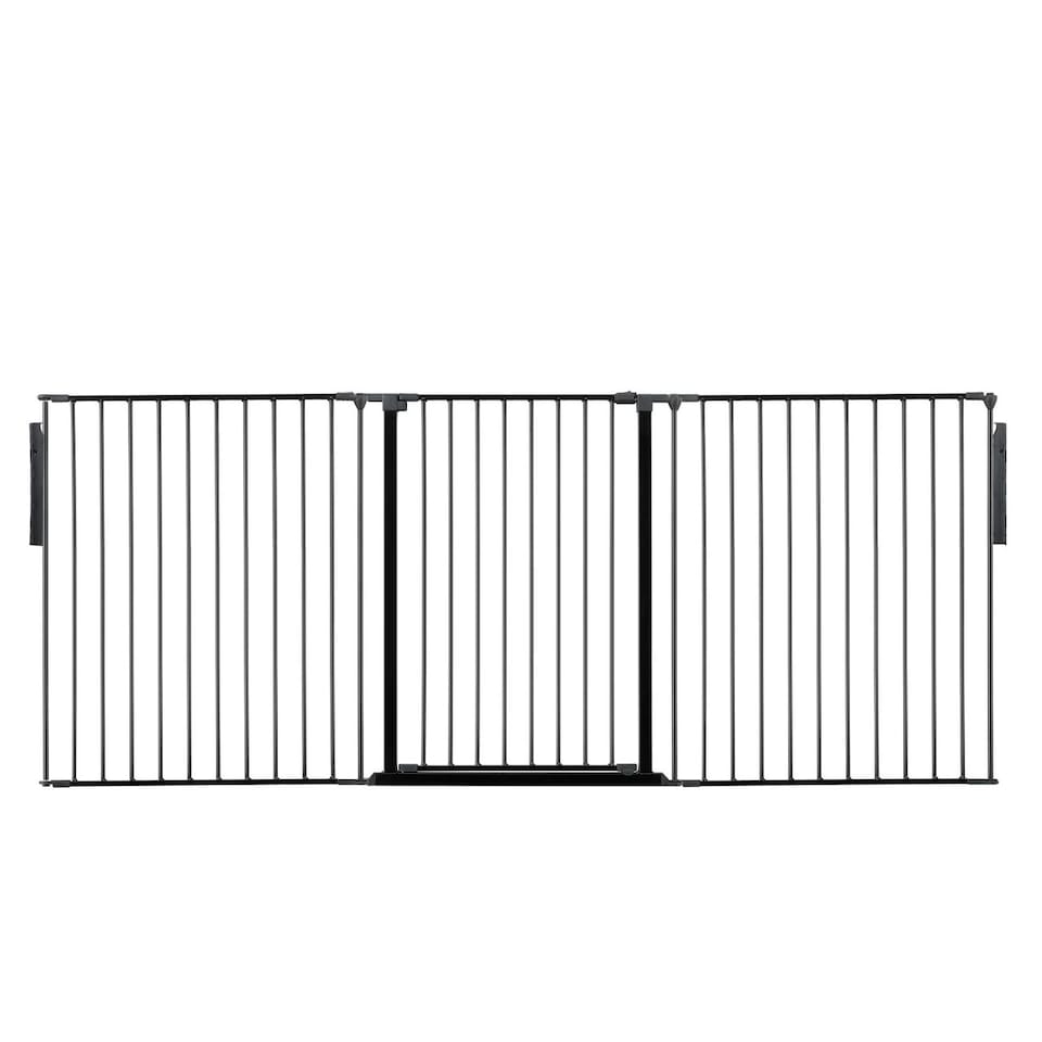 image 1 of Safetots Premium Extra Tall Room Divider, up to 226cm Wide, Black, 105cm Tall, Multi Panel Barrier for Baby and Toddler | Black