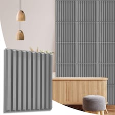 NOVECRAFTO Decorative 3D Wall Panels (50cm x 50cm) 3D Fluted Line Design PVC Cladding Panel