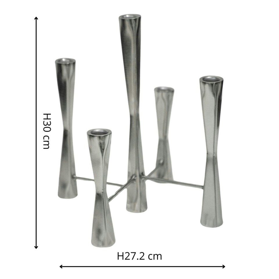 image 1 of Parker 5 Piece Candle Centerpiece - Mild Steel - L27 x W27 x H42 cm - Silver | Silver | 1