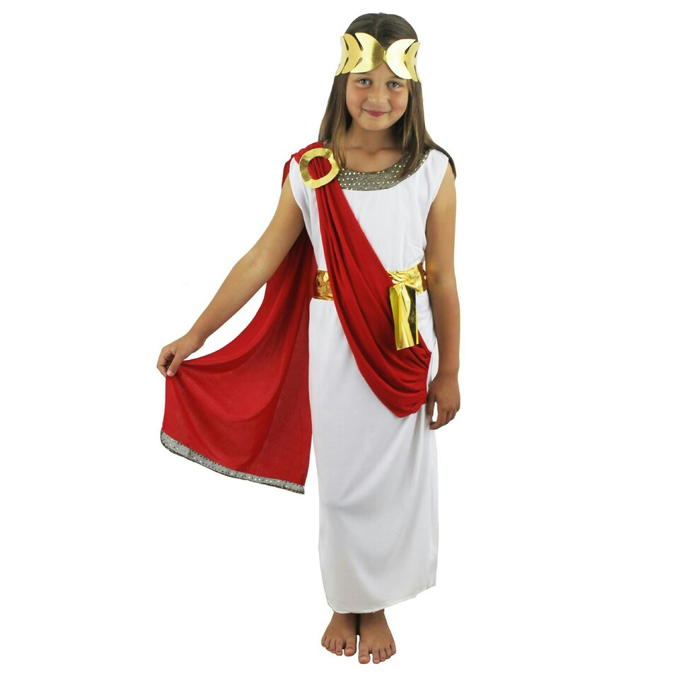 image 1 of Child’s Roman Goddess Costume – Ancient Greek Fancy Dress for Girl White | S