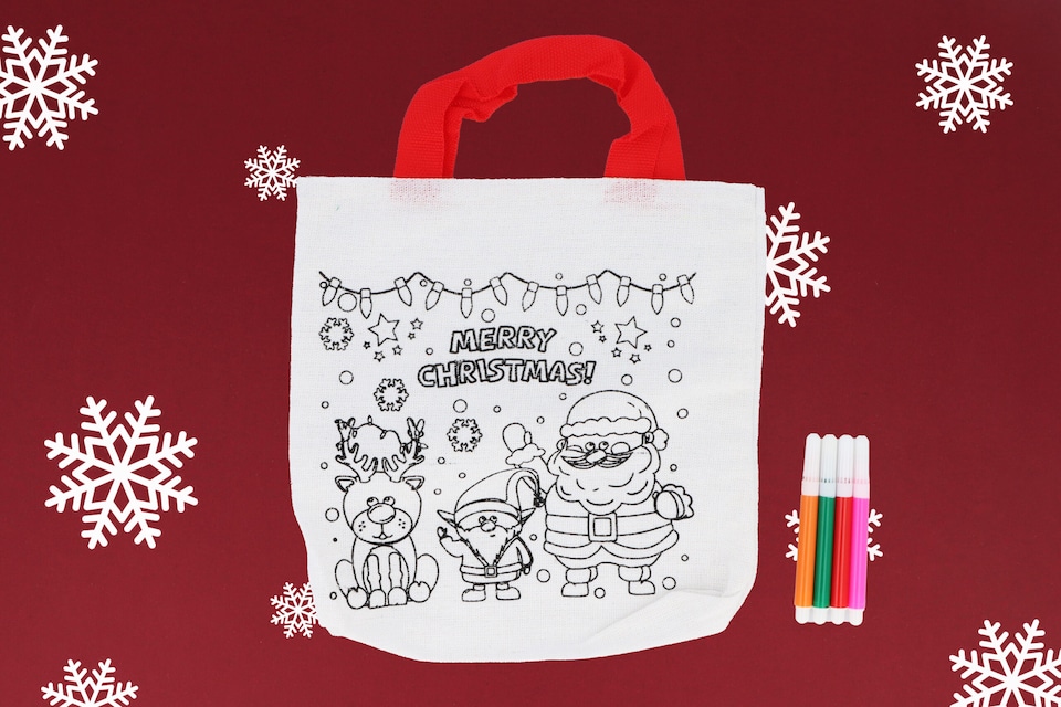 image 1 of Christmas Colour-Your-Own Tote Bag (22cm x 20cm)