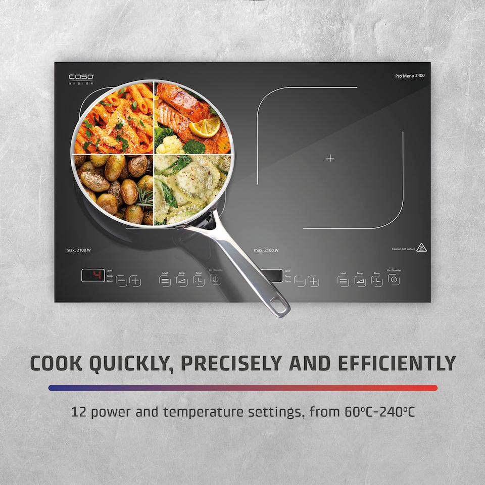 CASO Design ProMenu 2400 Portable Induction Hob, Double Electric Hob ...