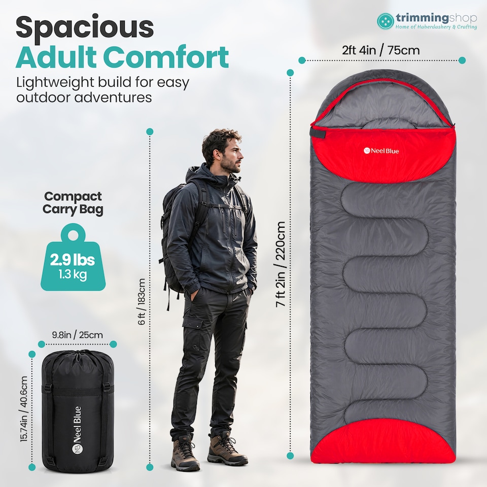 image 1 of 300GSM Sleeping Bag for Adults, Waterproof Camping Gear - 4 Season