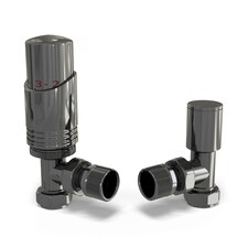 Talus Bold - Black Nickel Thermostatic Radiator Valve & Lockshield Angled 8mm