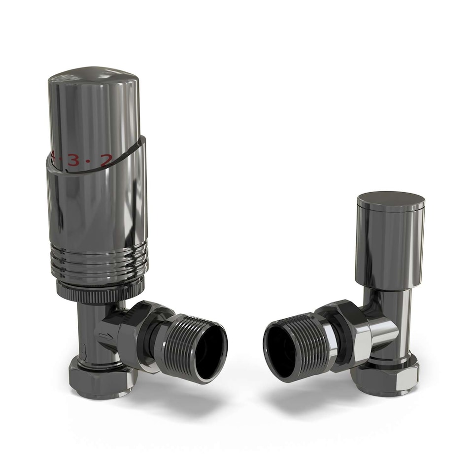 image 1 of Talus Bold - Black Nickel Thermostatic Radiator Valve & Lockshield Angled 8mm