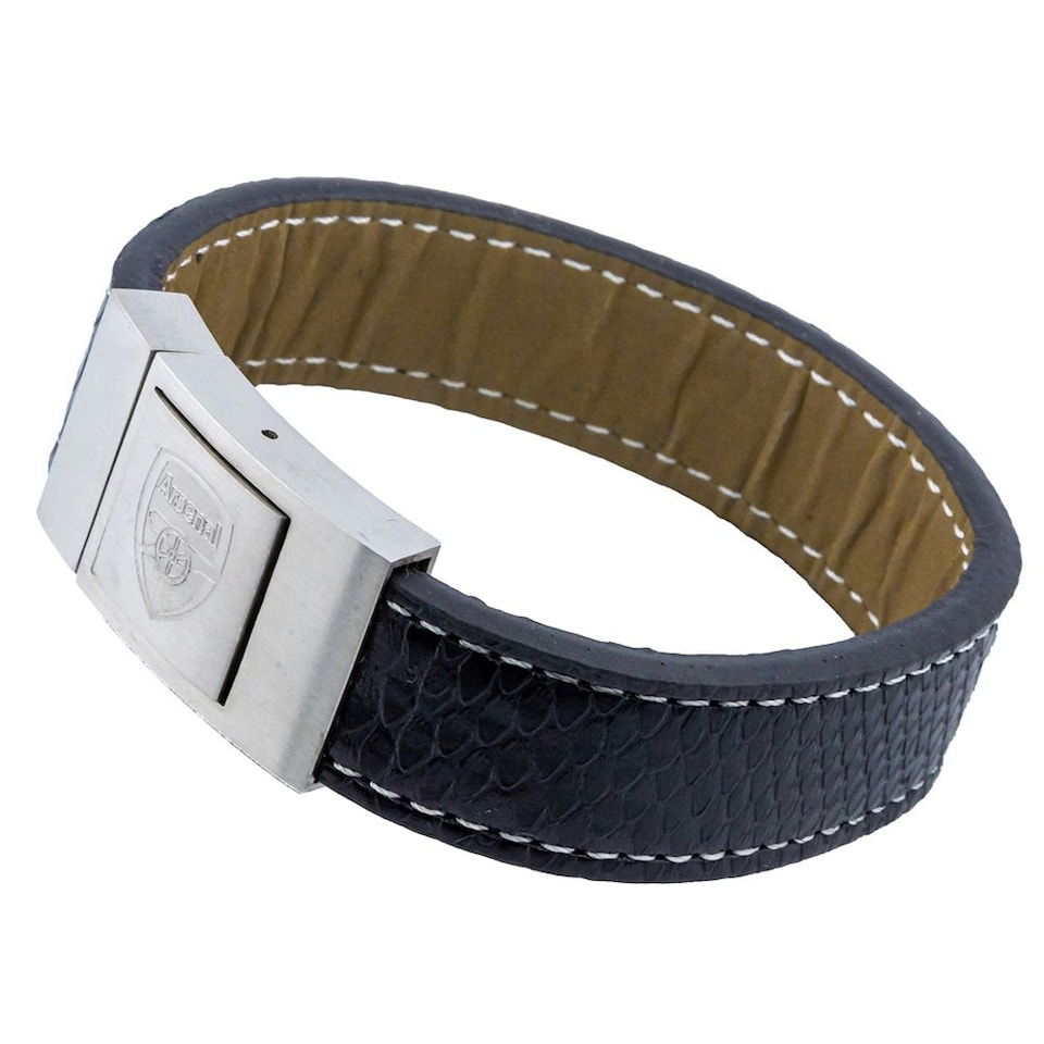 image 1 of Arsenal FC Leather Stitched Bracelet - Blue - One Size