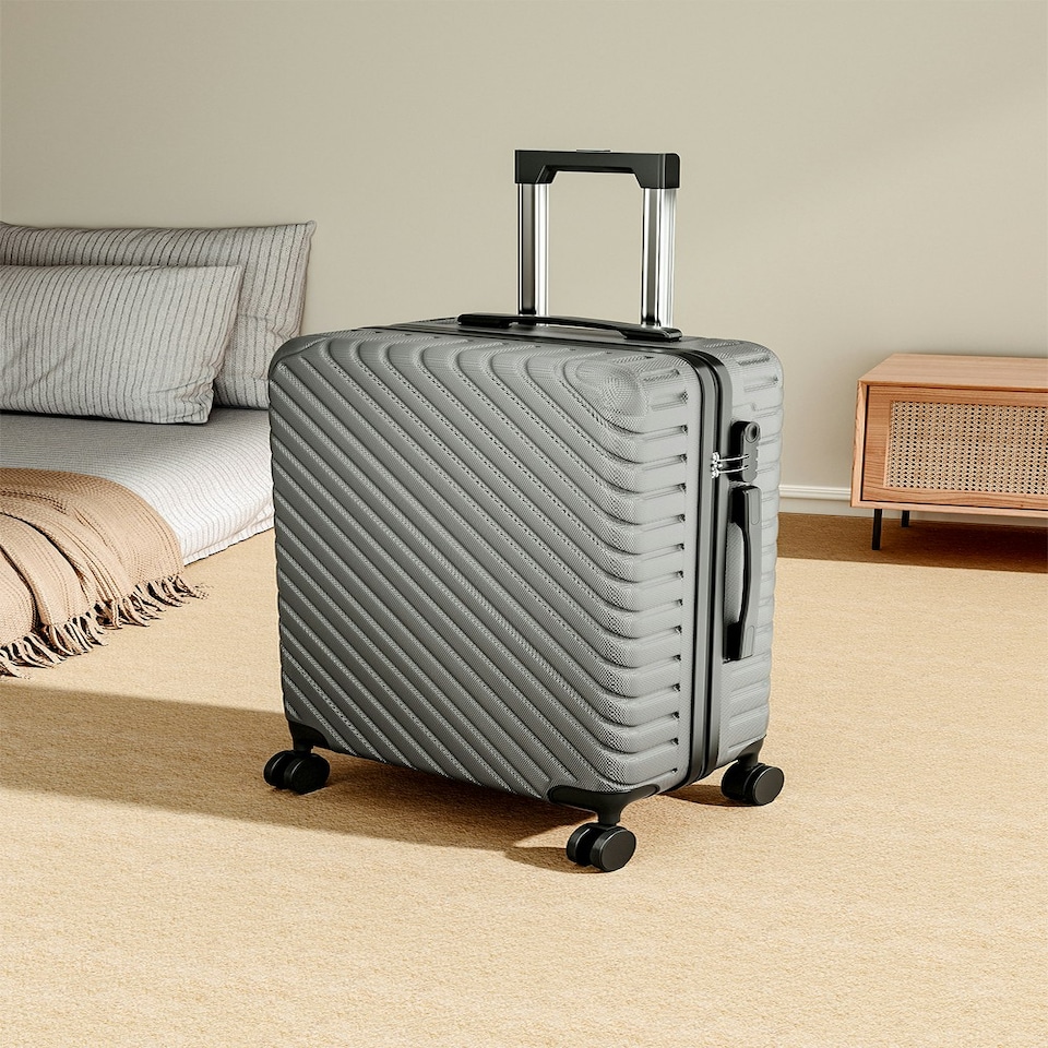 image 1 of Living and Home Lightweight Hardside Travel Suitcase with Spinner Wheels - 28" Silver Chrome | Large