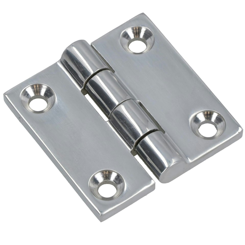 image 1 of Polished Door Butt Hinge Stainless Steel 50mm x 50mm 316 Marine Cabin Silver