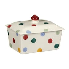 Butter Dish: Emma Bridgewater Polka Dot Butter Dish, Ceramic | White