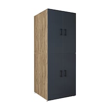 Roomart Dora Cabinet for Dryer and Washing Machine with Doors and Pull Out Shelf, Oak and Anthracite
