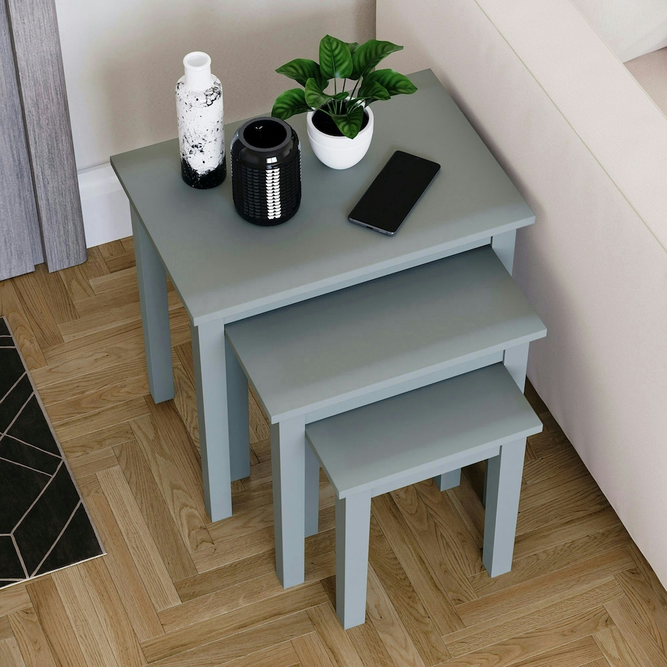image 1 of Vida Designs Yorkshire Set of 3 Nest of Tables Sofa Side End Table, Grey