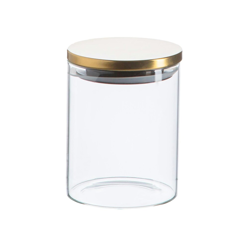 image 1 of Argon Tableware Scandi Storage Jar with Metallic Lid - 750ml - Gold