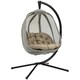 image 6 of Outsunny Folding Hanging Egg Chair w/ Cushion and Stand for Indoor Grey