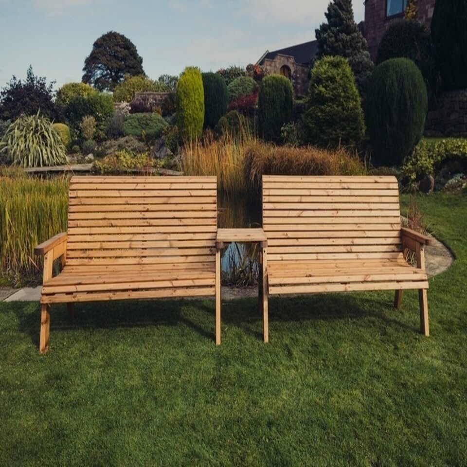 image 1 of Valley 6 Seat Set 2X3B Straight Tray - Timber - L100 x W330 x H95 cm - Garden Furniture - Fully Assembled