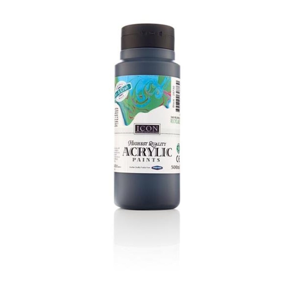 image 1 of Black Acrylic Paint 500ml by Icon Art