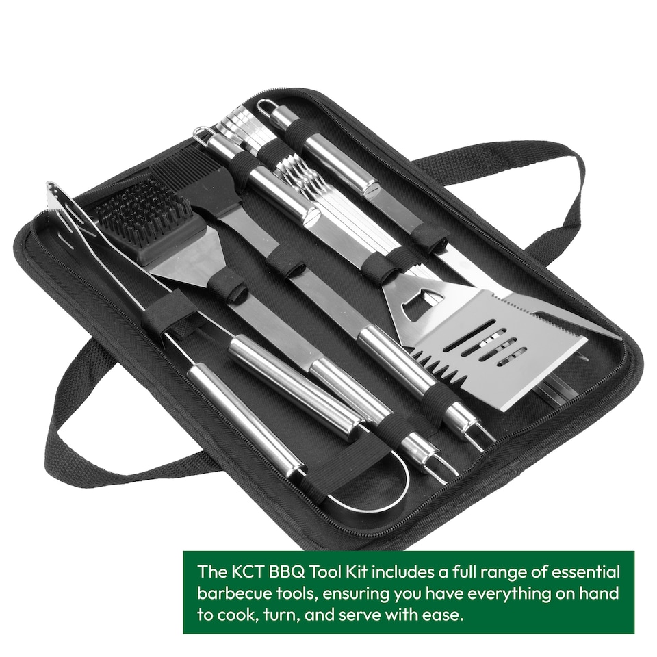 image 1 of KCT BBQ Tool Set 10 Piece Grill Accessories Utensils Cooking Tongs Spatula Kit