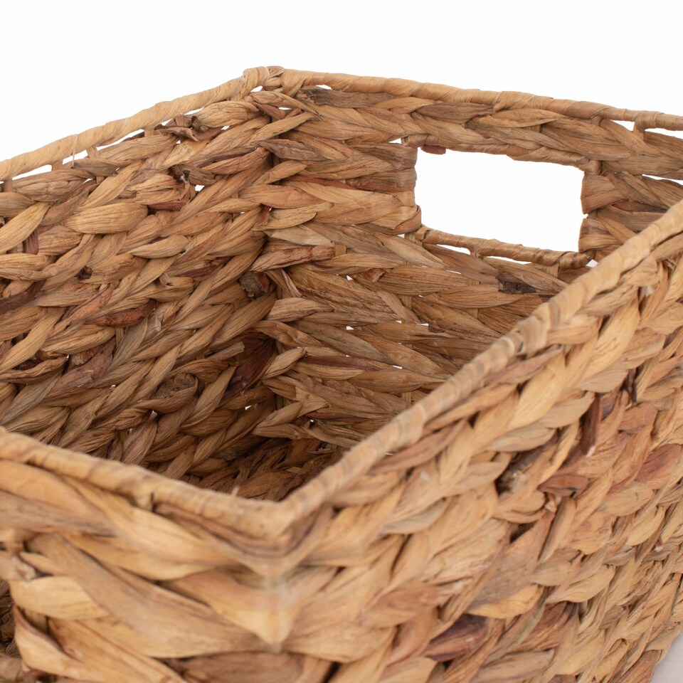 image 1 of Small Water Hyacinth Rectangular Storage Basket | Brown | Brown