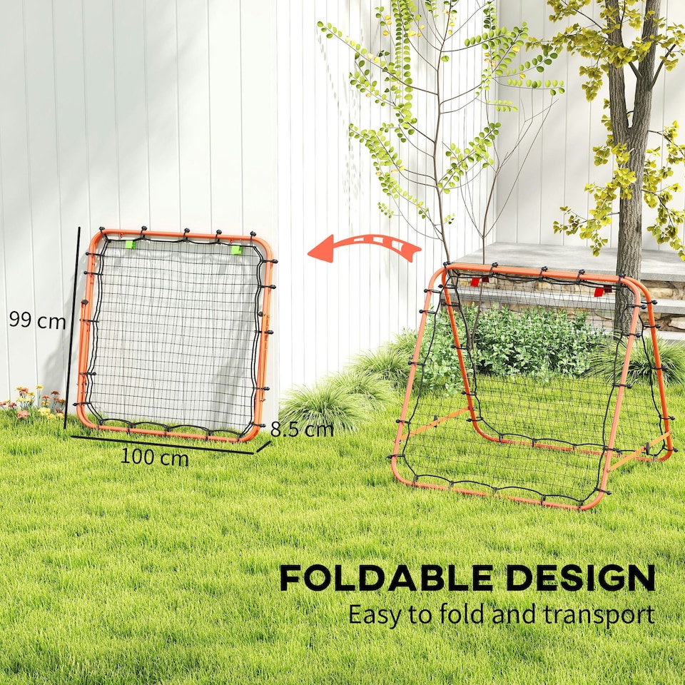 image 1 of HOMCOM Rebounder Net Football Target Goal with Adjustable Angles, Orange