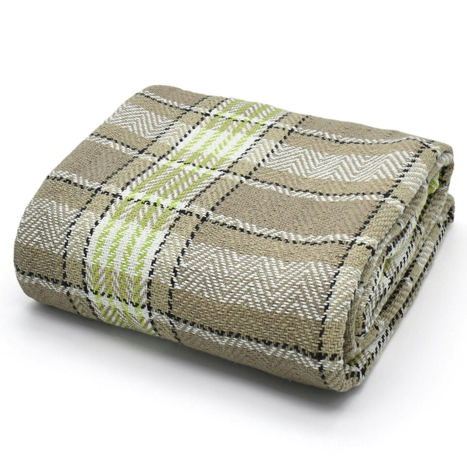 image 1 of Velosso Bourbon Check Cotton Tassel Throw - 228cm x 254cm Yellow