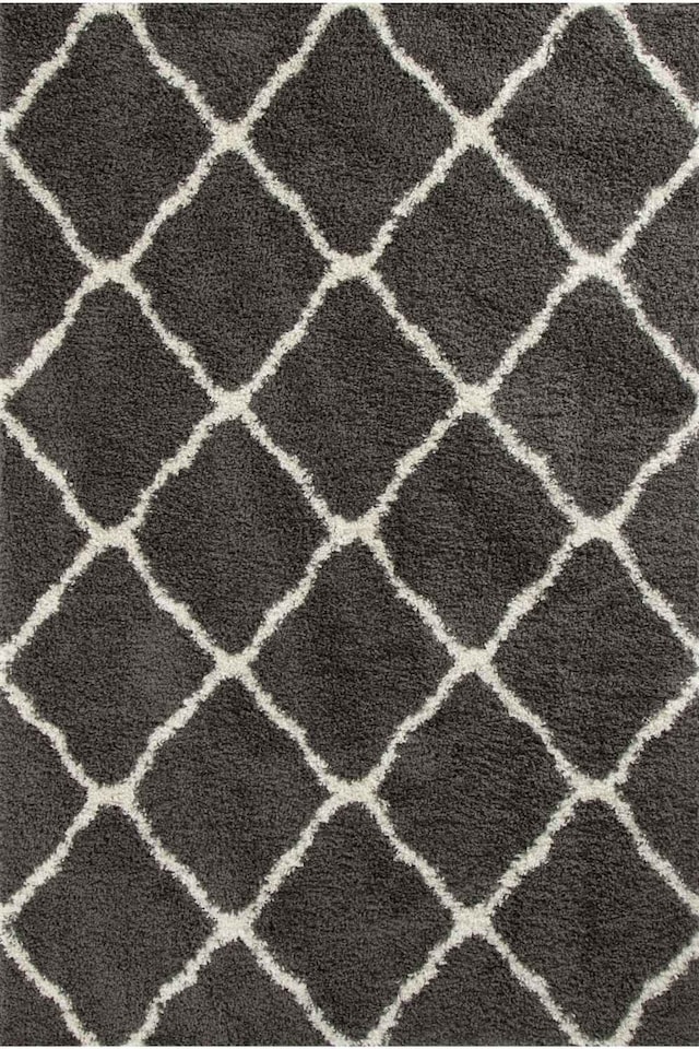 image 1 of The Rugs Moroccan Collection Soft High Pile Shaggy Lattice Floor Rugs and Runners Living Room