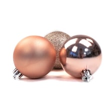 Rose Gold Christmas Baubles Christmas Tree Decorations 6cm - Pack of 5