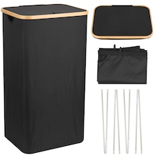 100L Foldable Laundry Hamper with Lid, Collapsible Clothes Basket