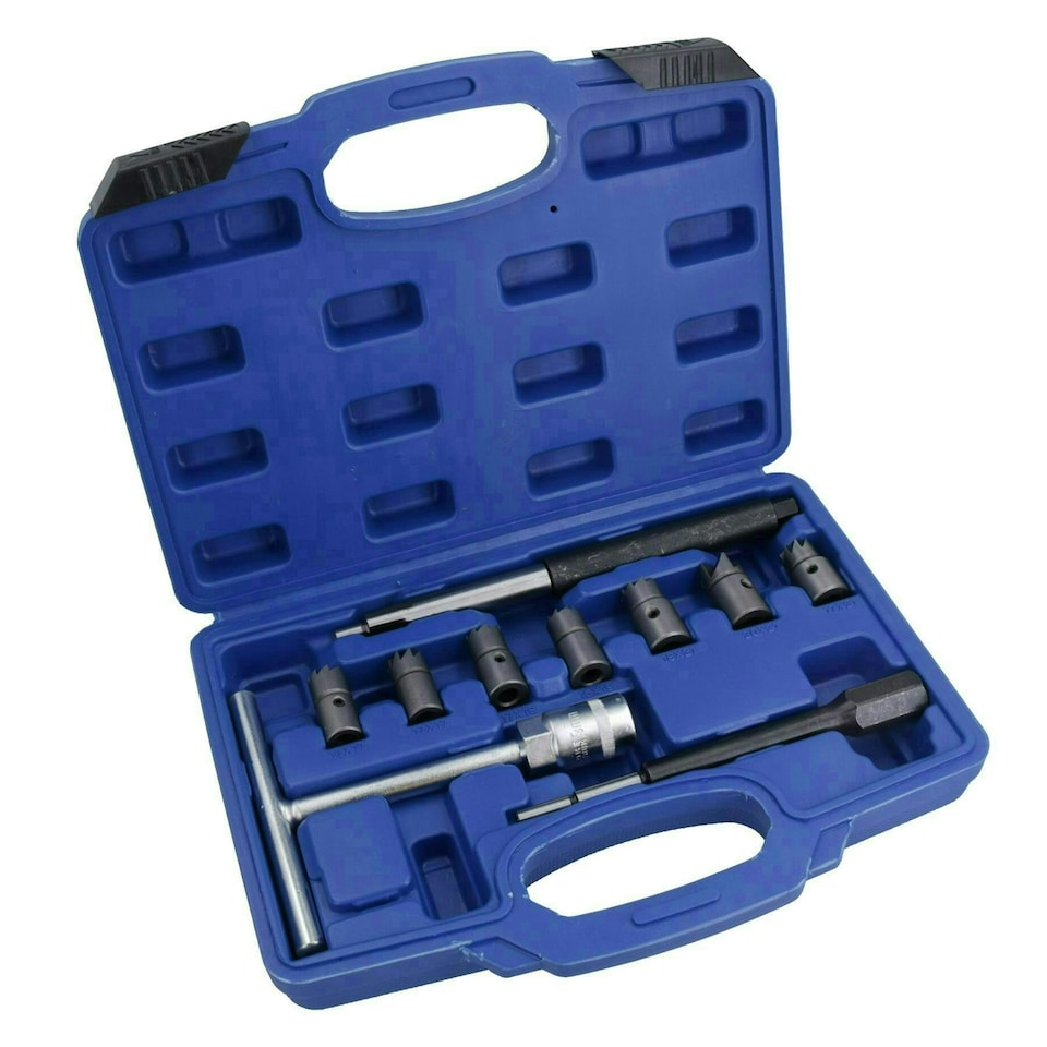image 1 of 10pc Diesel Injector Seat Cutter / Cleaner Carbon Decarbonise Kit for Delphi Bosch