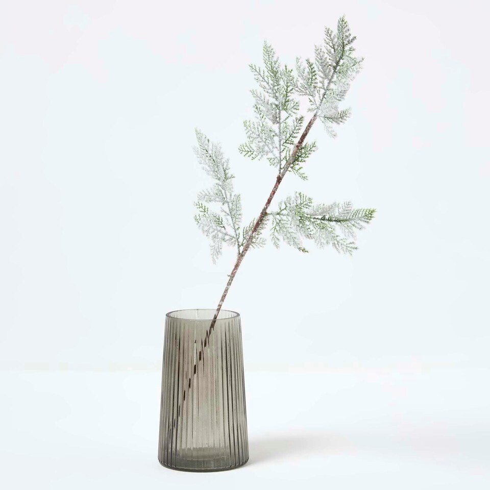 image 1 of Homescapes Artificial Snowy Christmas Pine Stem, 27 cm