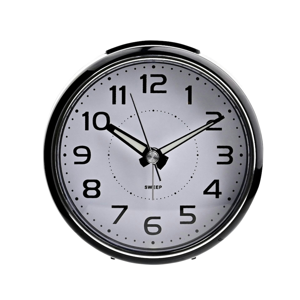 image 1 of Hometime  Alarm Clock Round with Illuminated Button - Black Case Black