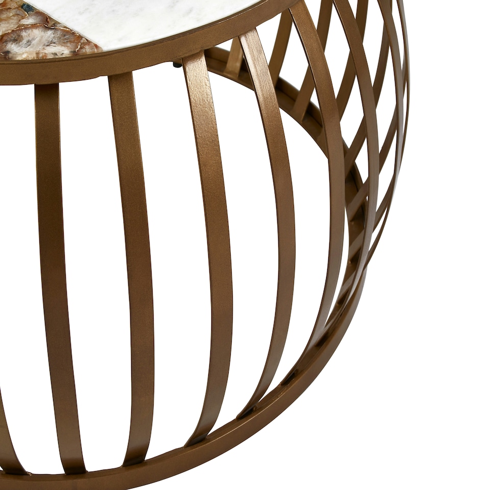image 1 of Premium Round Coffee Table, Marble Top Decorative Coffee Table For Livingroom, Durable Modern Coffee Table White
