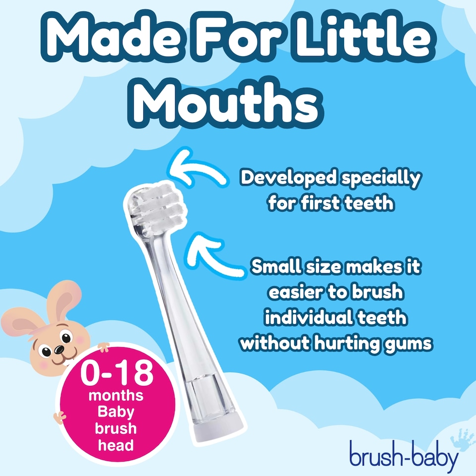 image 1 of Brush Baby Replacement Baby Sonic® Electric Toothbrush Heads 0-18 mths (2 Pack)