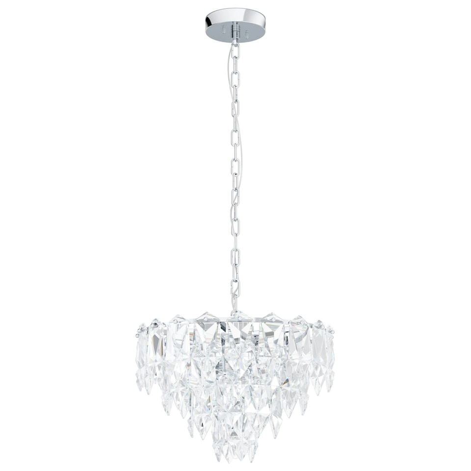 image 1 of EGLO Carvario Glass Pendant Chandelier Light Silver