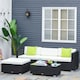 image 1 of Outsunny 5 Pieces PE Rattan Garden Furniture Set with Cushions, Outdoor Corner Sofa, Patio Sectional Conversation Furniture Sets with Glass Top Coffee Table, Black