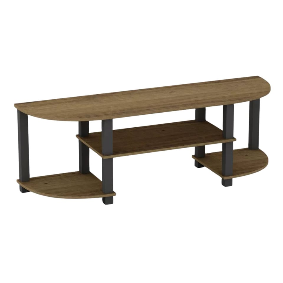 image 1 of Wide TV Unit Stand S-Tube Entertainment Centre with Storage Shelf | Brown | Dark Oak | Not provided | 1