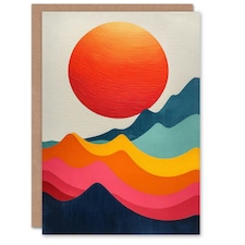 Abstract Sea Waves Sunset Sun Oil Woman Her Birthday Card