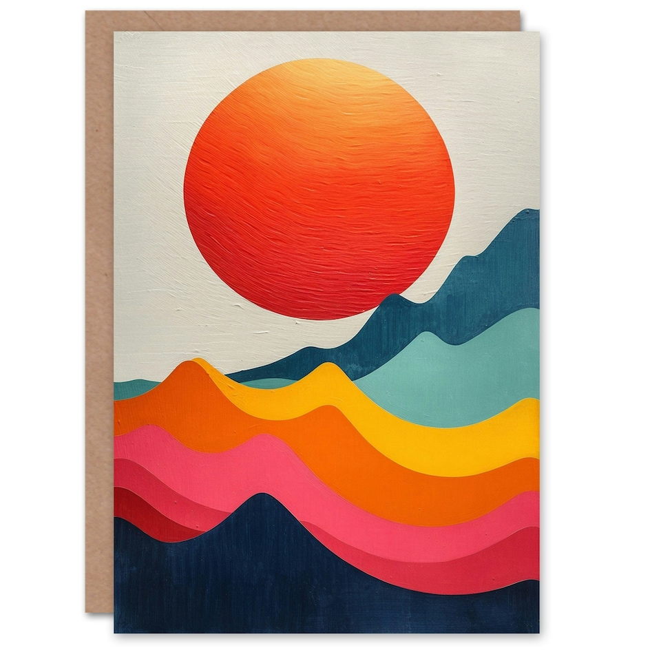 image 1 of Abstract Sea Waves Sunset Sun Oil Woman Her Birthday Card