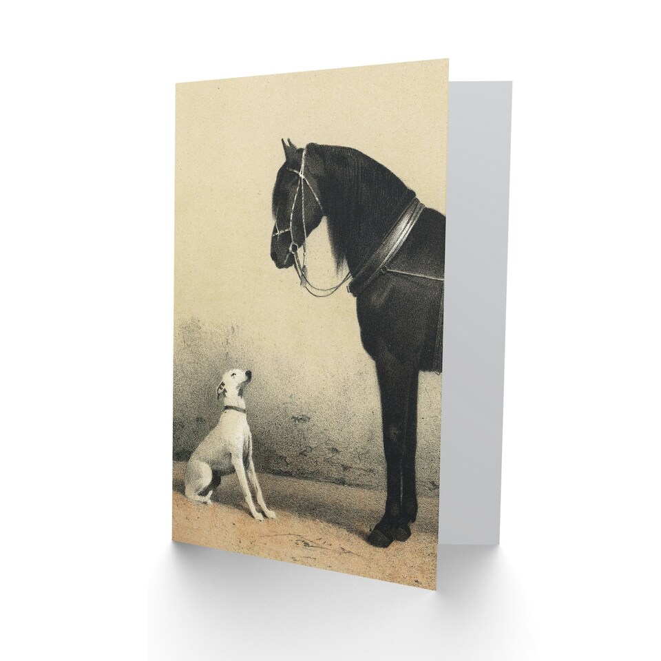 image 1 of Emil Volkers Art Card Orlov Trotter Horse and Dog